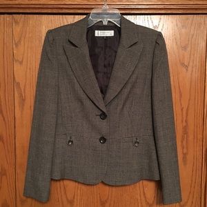 Women’s brown tweed-look suit (blazer and skirt)